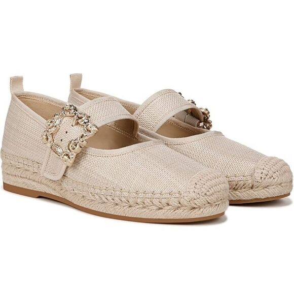 Sam Edelman Linen Look Maddy Orchid Mary Jane Espadrille Flat Size 6.5 NIB - Picture 1 of 8